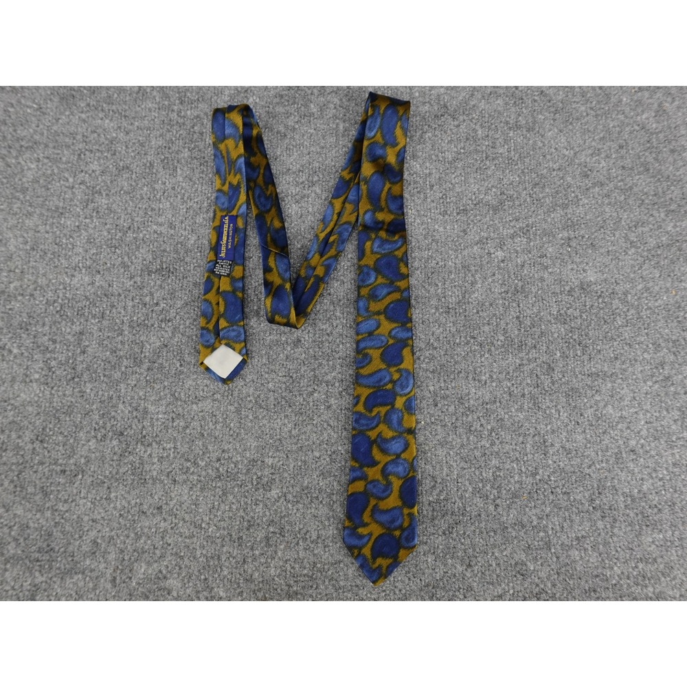 Givenchy Necktie Mens OS Blue Gold Excellent Vintage Abstract Paisley Silk Tie